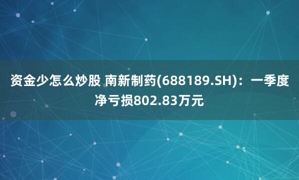 资金少怎么炒股 南新制药(688189.SH)：一季度净亏损802.83万元