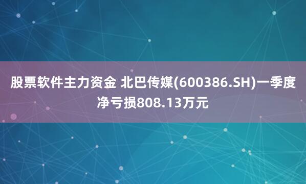 股票软件主力资金 北巴传媒(600386.SH)一季度净亏损808.13万元