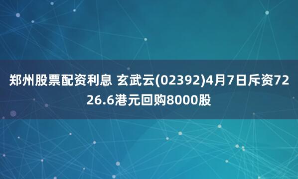 郑州股票配资利息 玄武云(02392)4月7日斥资7226.6港元回购8000股